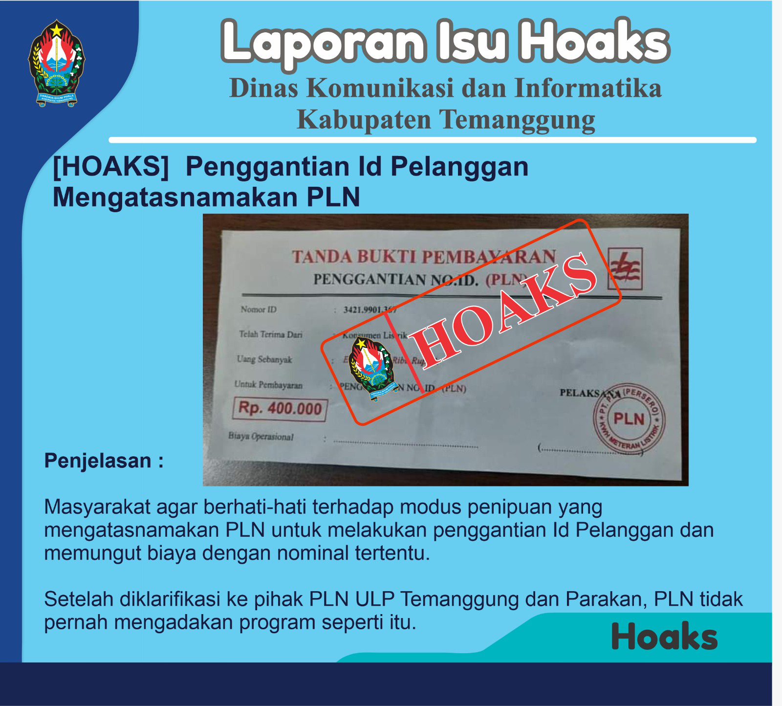 Daftar Hoaks Mengatasnamakan PLN